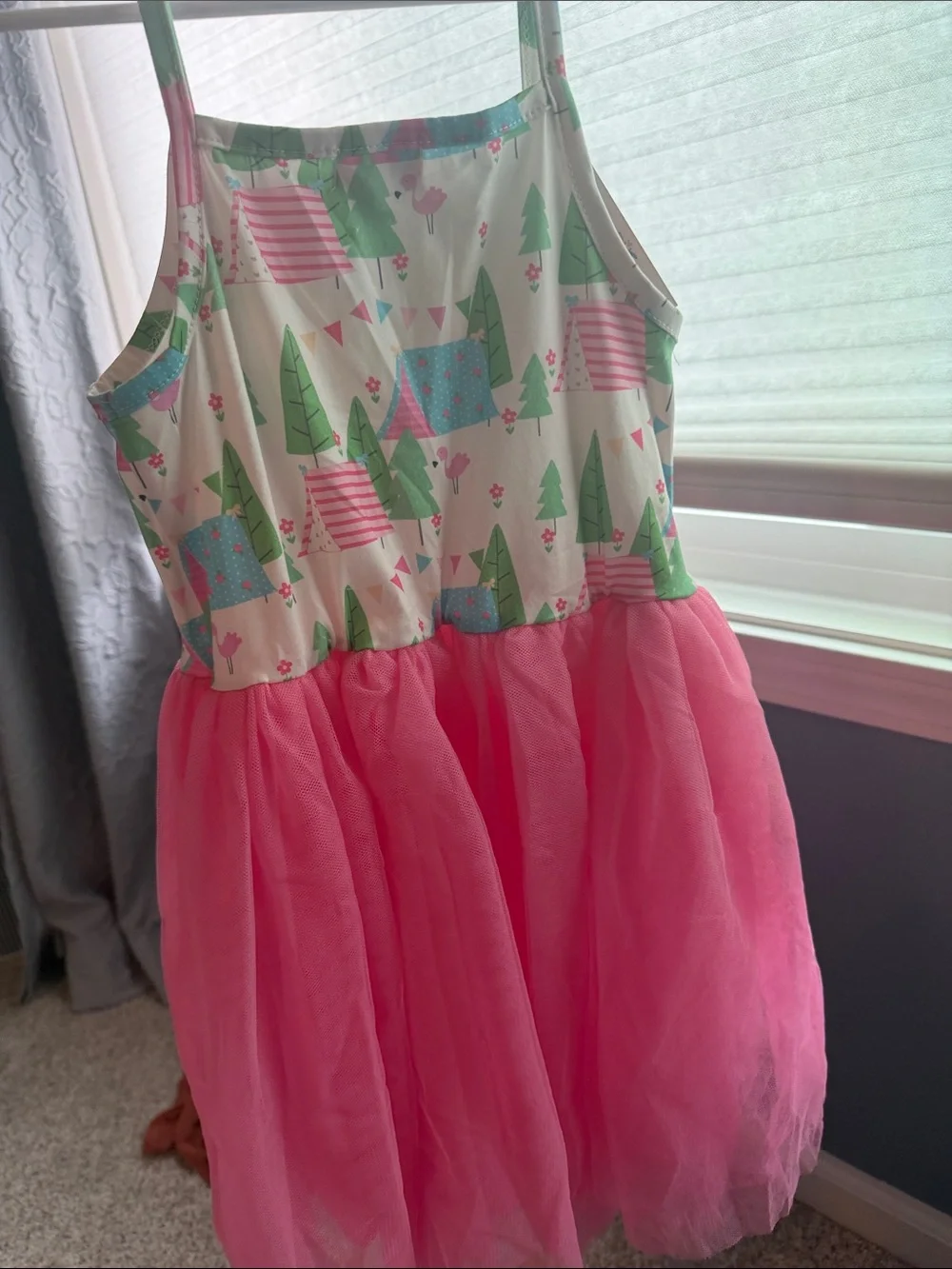 Girls Pink Tulle Dress with flamingo